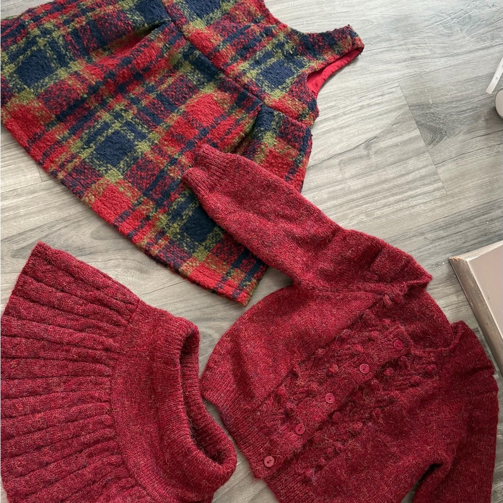 Plaid Red Sweater Set for Women
